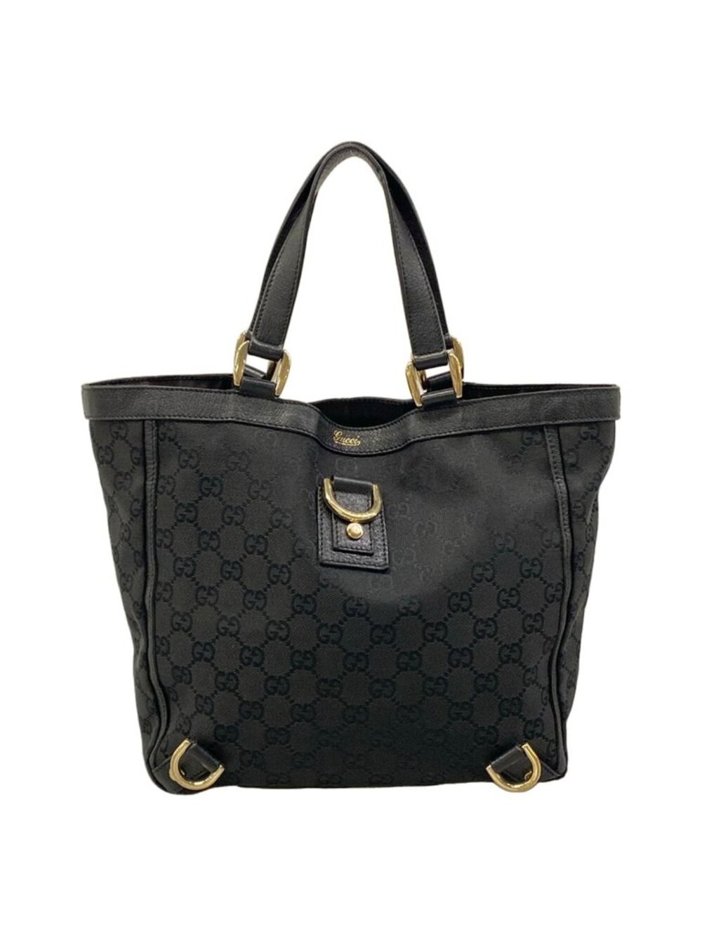 Gucci Tote Abbey GG Pattern Black Leather